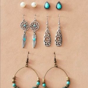 Bohemian Leaf Heart Decor Earring Set